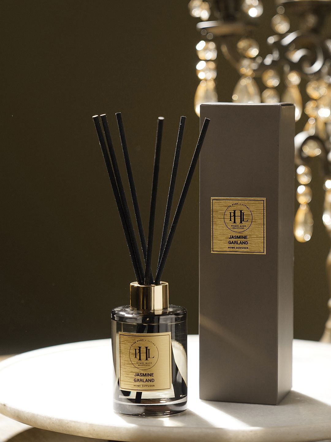 

Pure Home and Living Black Jasmine Garland Scented Oil Diffuser With 6 Reed Sticks