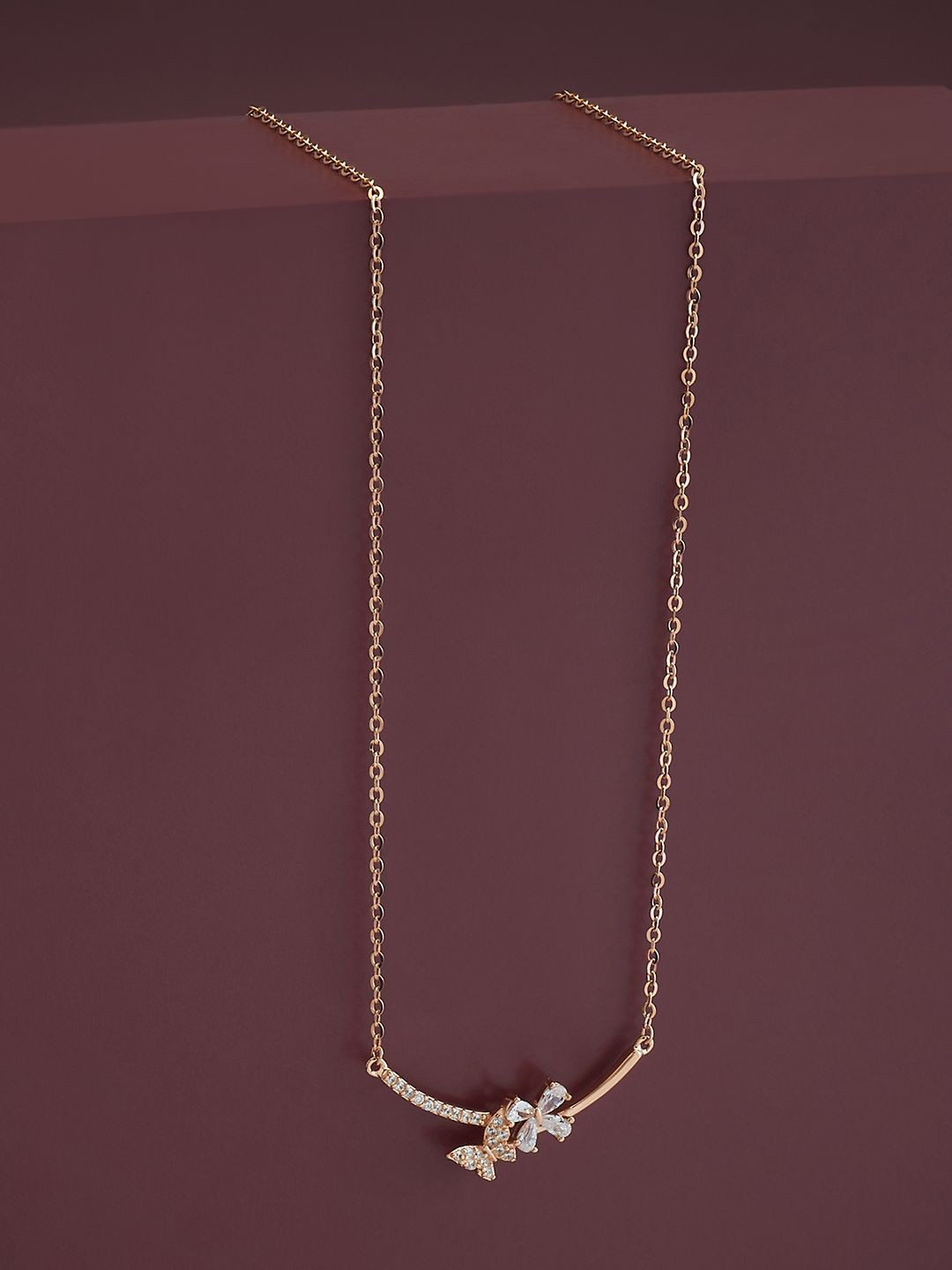 

Kushal's Fashion Jewellery Rose Gold Plated 92.5 Pure Silver Cubic Zirconia Necklace