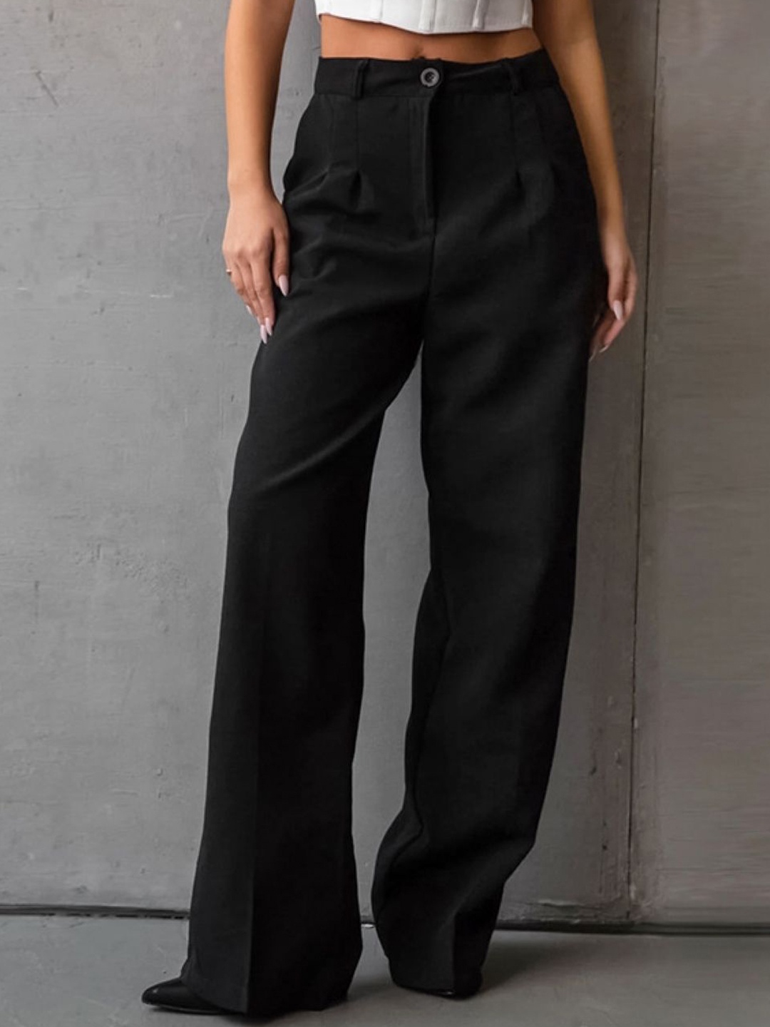 

KPOP Women Solid Original Trousers, Black