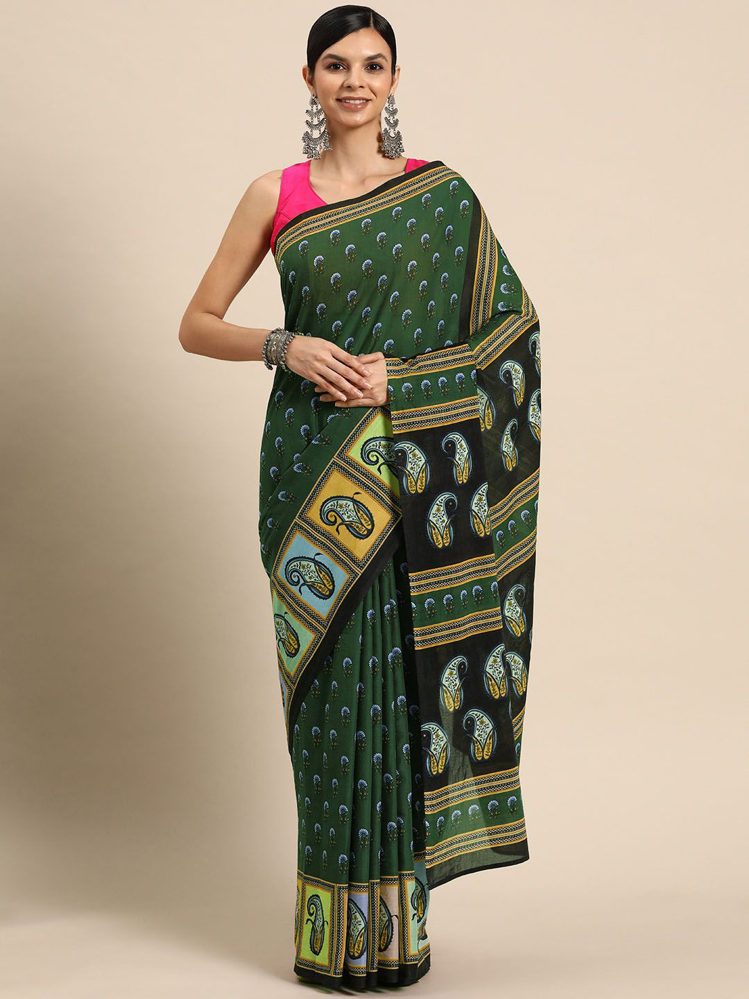 

BUTA BUTI Floral Pure Cotton Printed Saree, Mustard