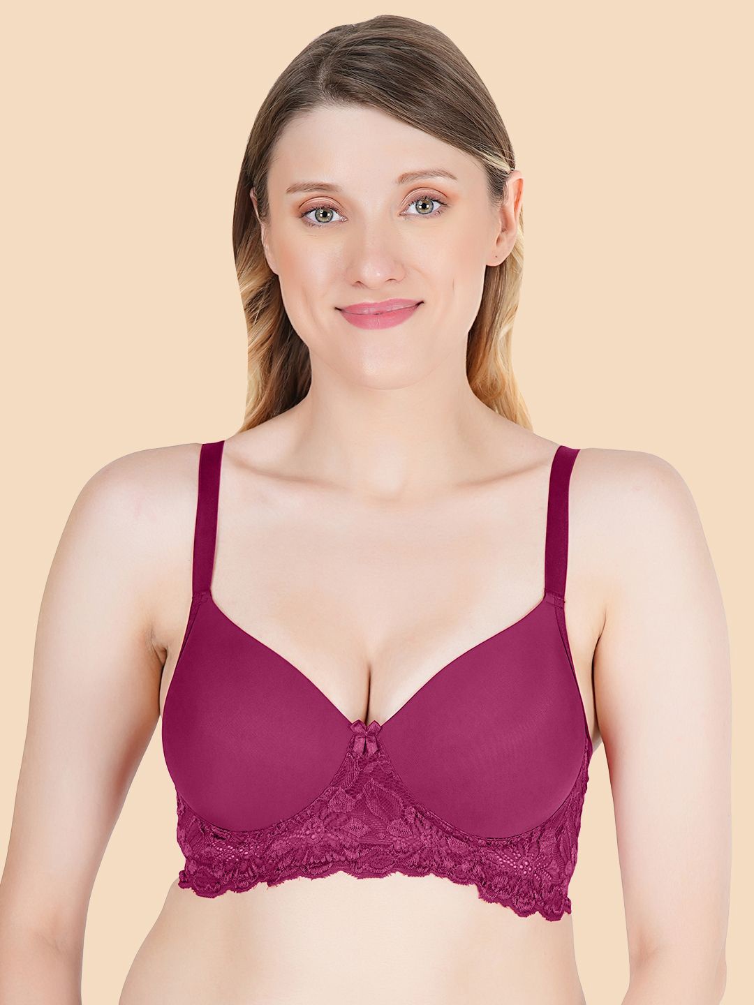 

Joomie Women Medium Coverage Lightly Padded Bra, Burgundy