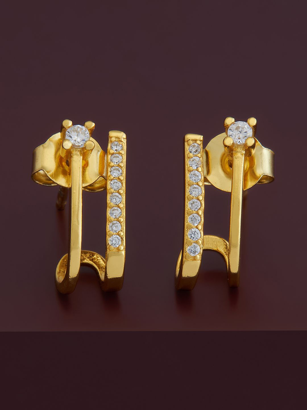 

Kushal's Fashion Jewellery 92.5 Pure Silver Classic Half Hoop Earrings, White