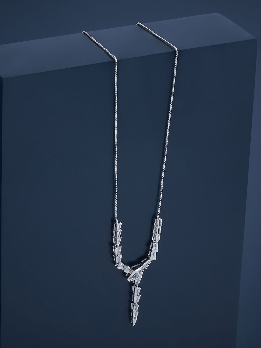 

Kushal's Fashion Jewellery Sterling Silver Rhodium-Plated Cubic Zirconia Necklace