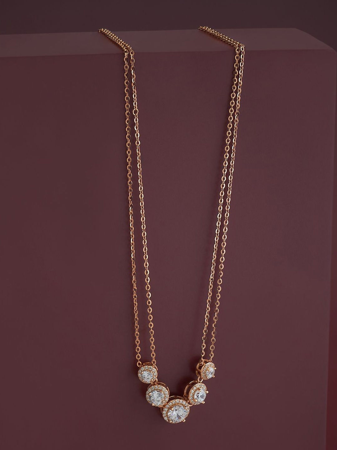 

Kushal's Fashion Jewellery 92.5 Pure Silver Gold-Plated Cubic Zirconia Chain