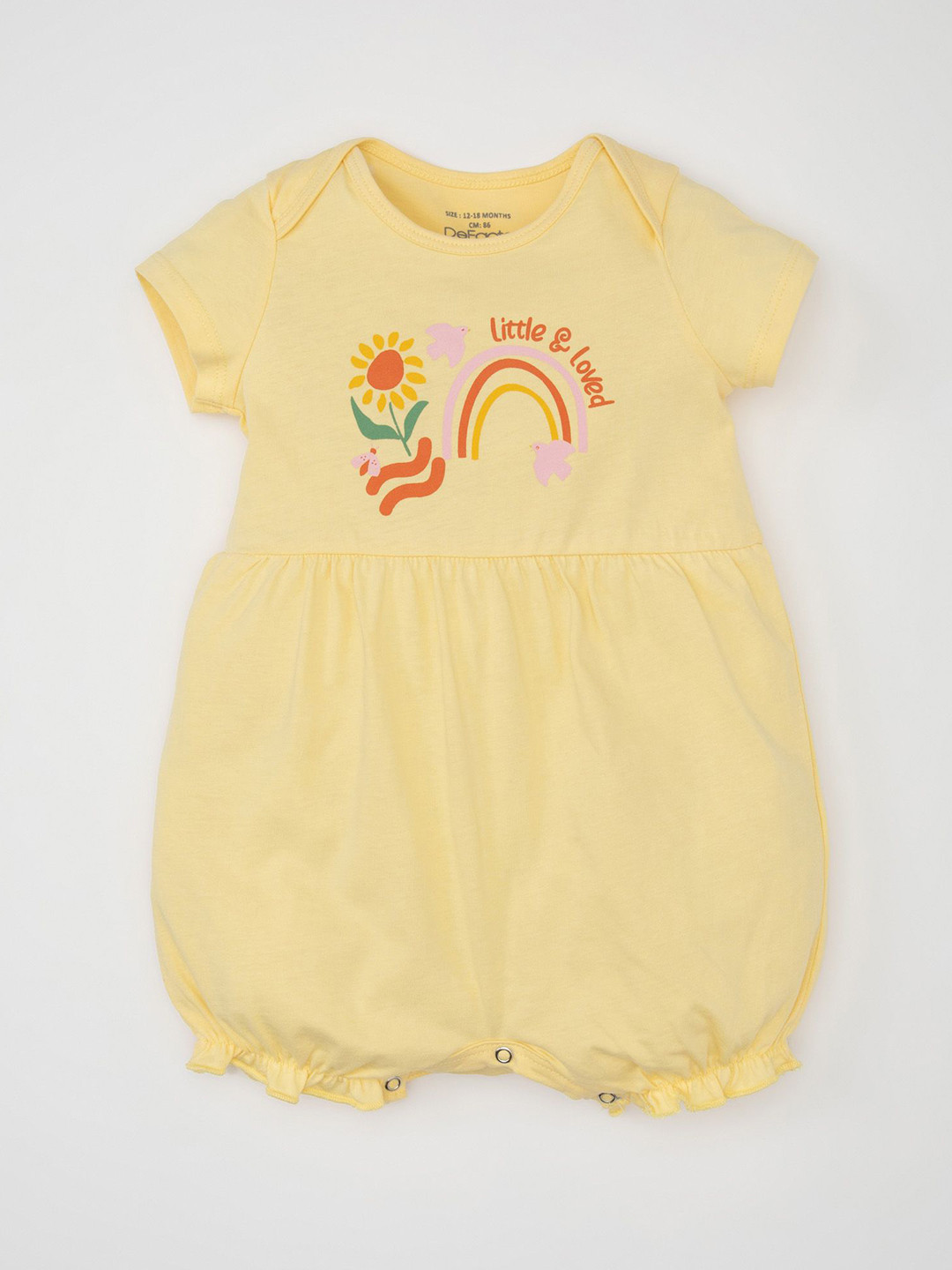 

DeFacto Girls Infants Printed Pure Cotton Rompers, Yellow
