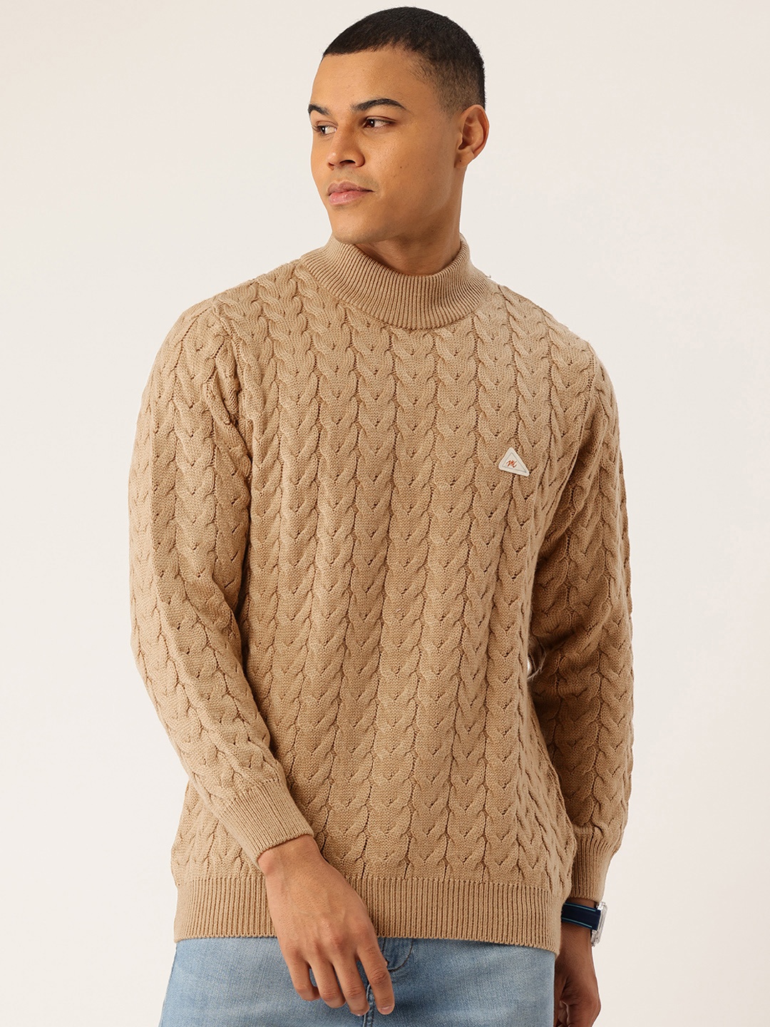 

Monte Carlo Cable-Knit Design Sweater, Beige