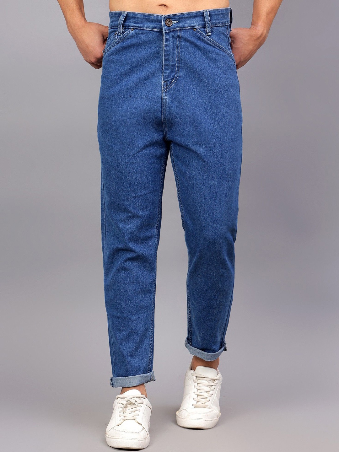 

Ben Martin Men Carrot Tapered Fit High-Rise Stretchable Jeans, Blue