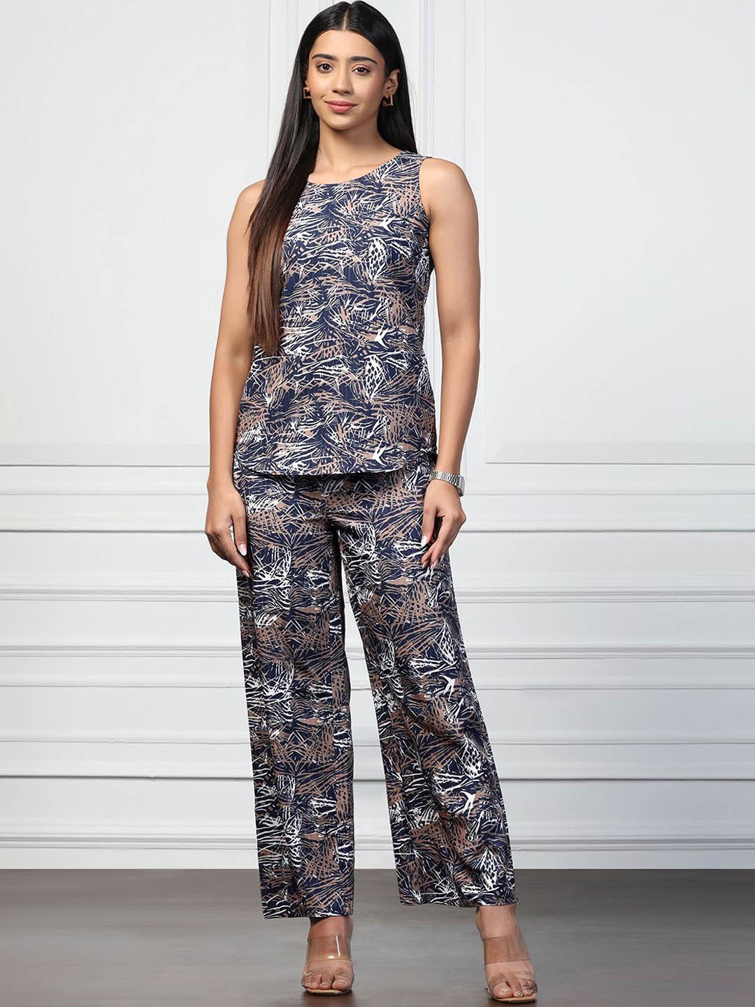 

BAESD Abstract Printed Top & Trouser, Navy blue