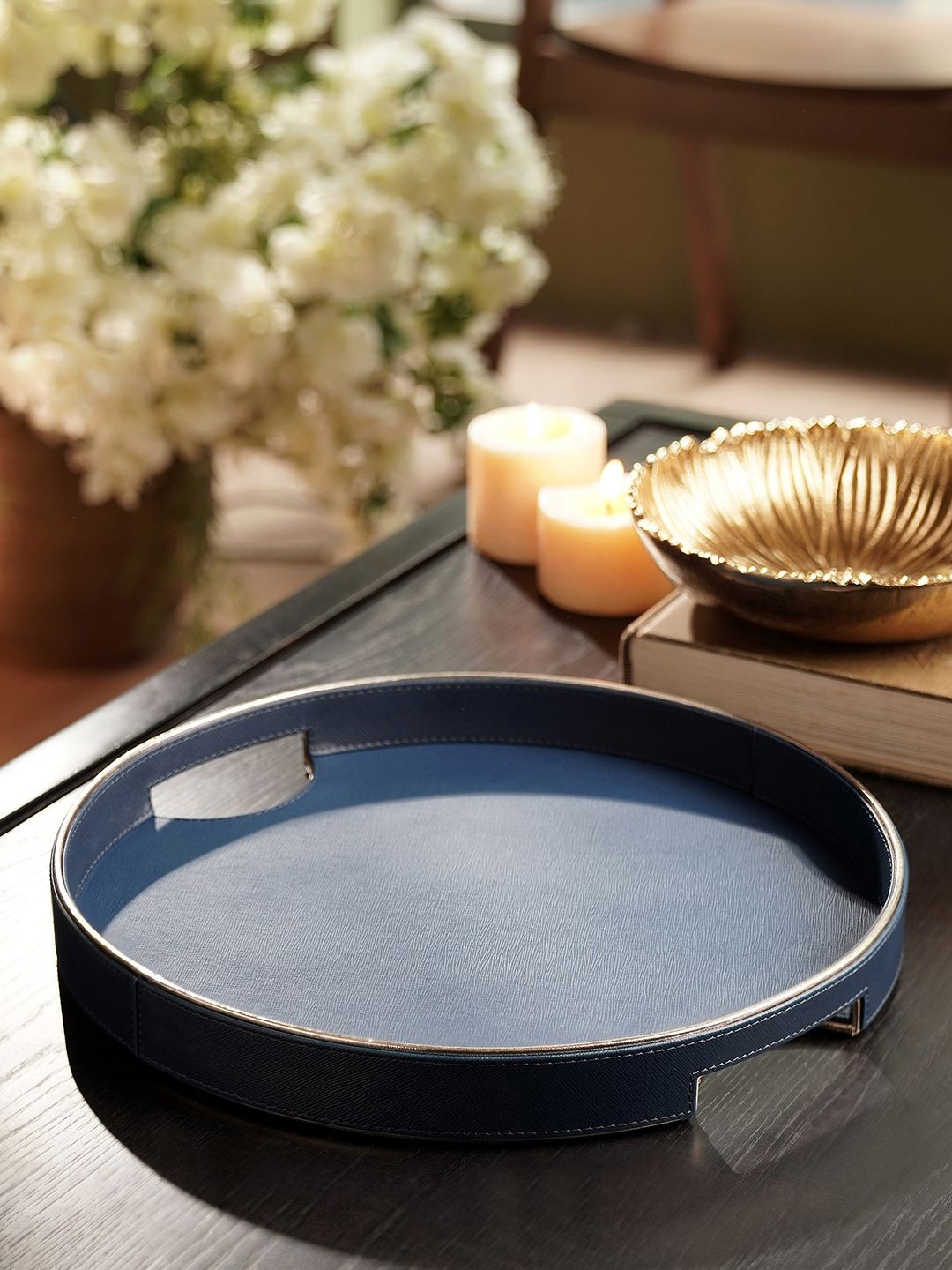 

Pure Home and Living Navy Blue Round Serving Tray