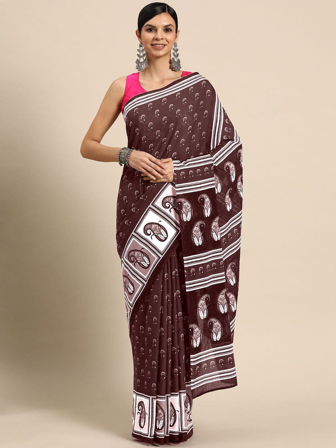 

BUTA BUTI Floral Pure Cotton Saree, Mauve