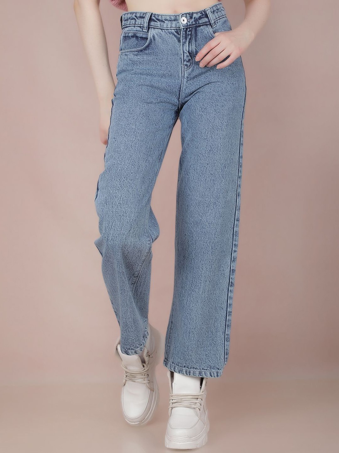 

Crimsoune Club Women Wide Leg Stretchable Jeans, Blue