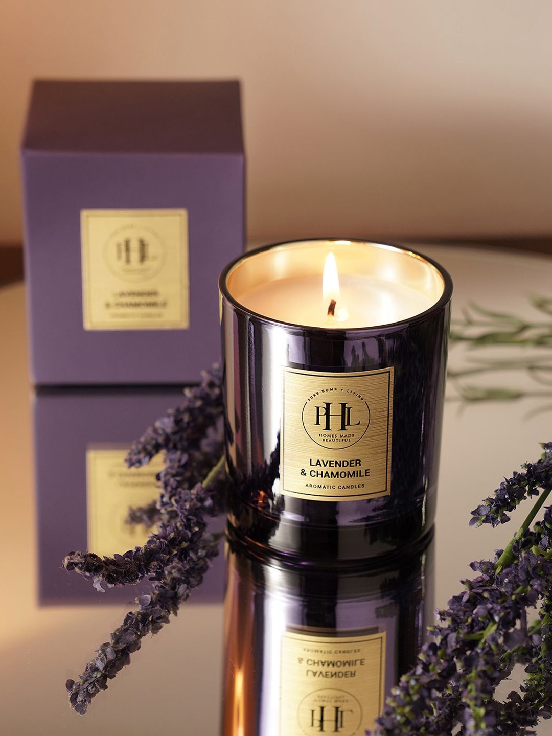 

Pure Home and Living Purple Lavender & Chamomile Scented Glass & Wax Jar Candle