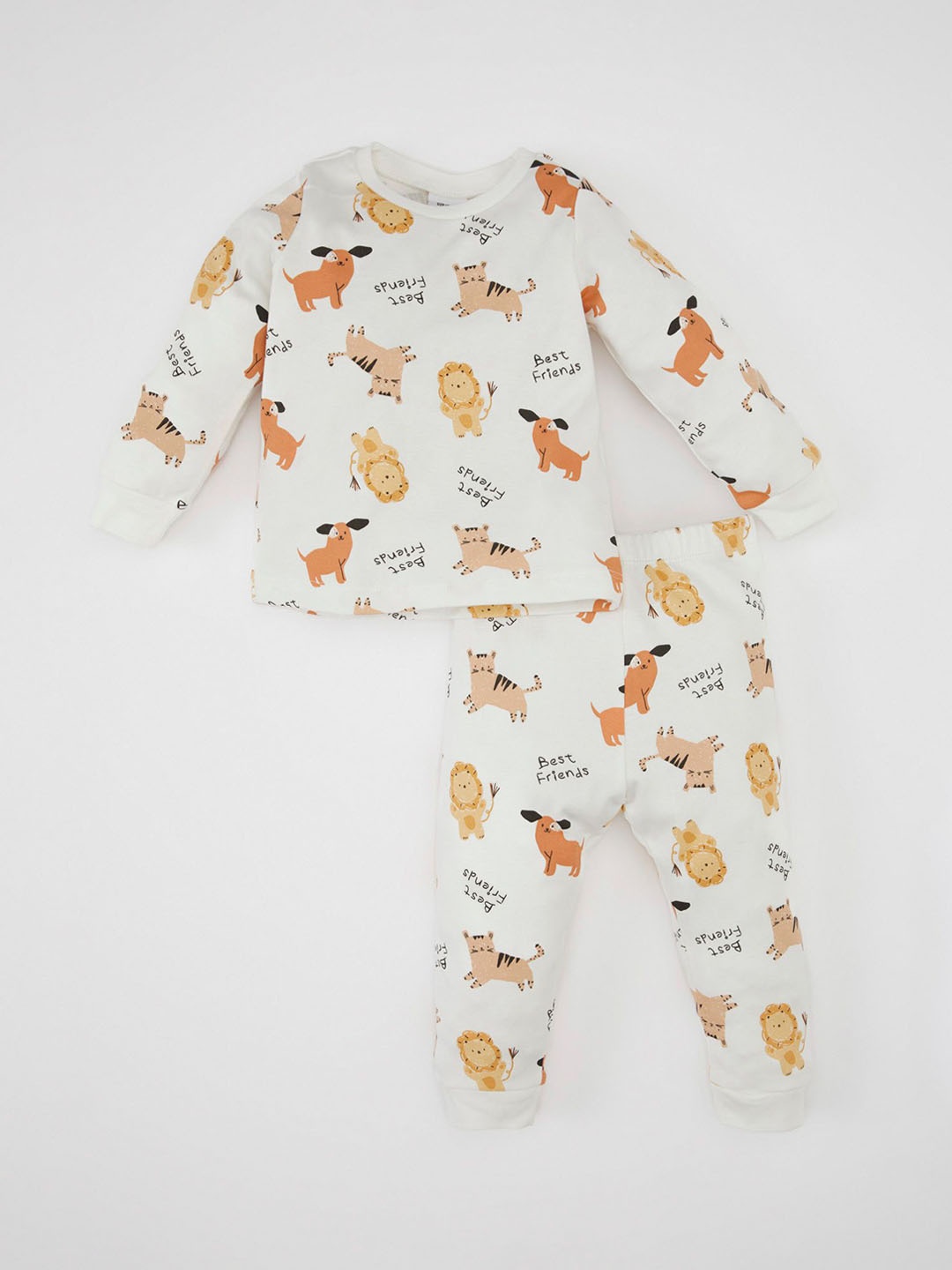 

DeFacto Boys Printed Pure Cotton Night Suit, White
