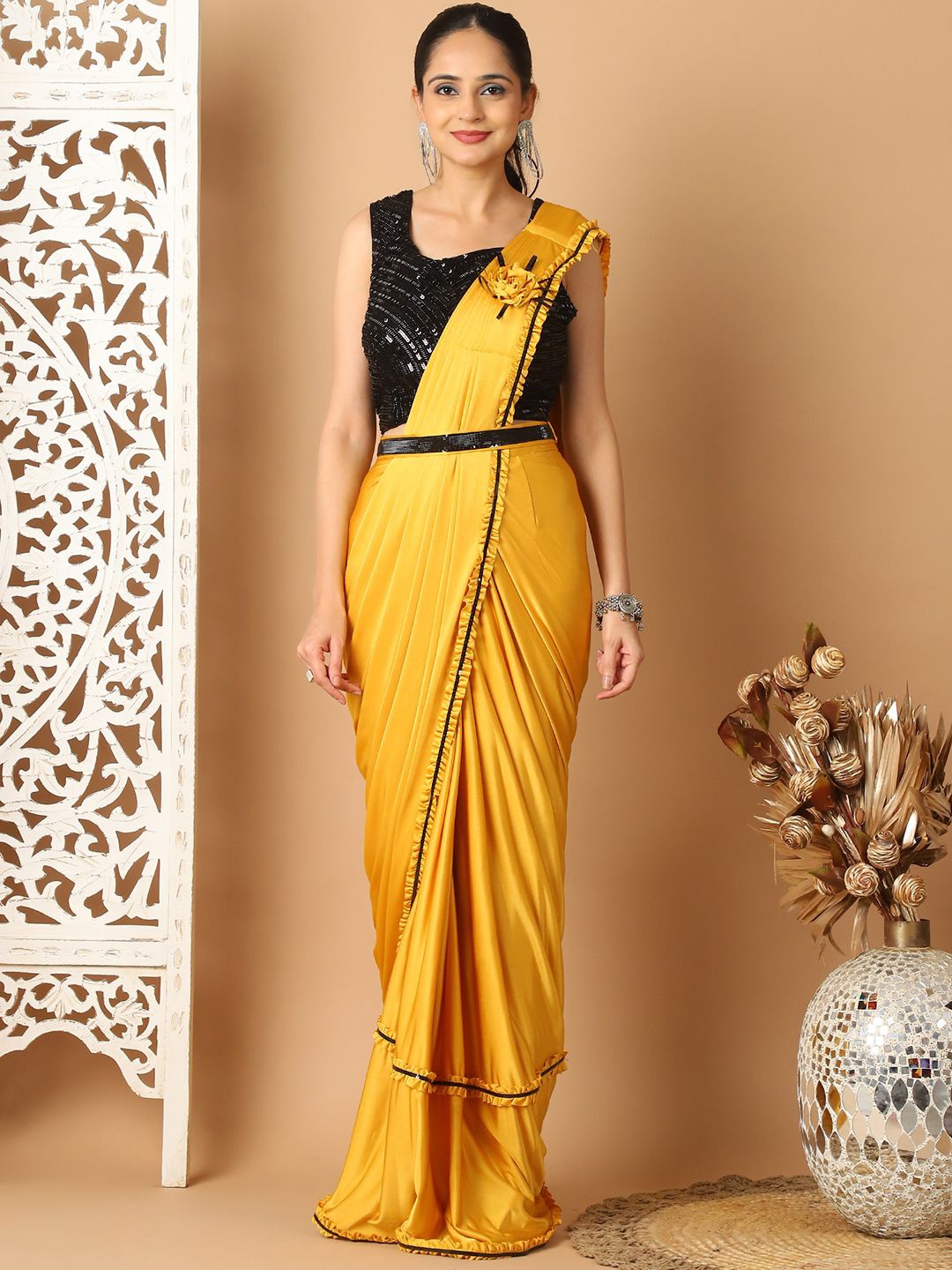 

Grancy Ready to Wear Saree, Yellow