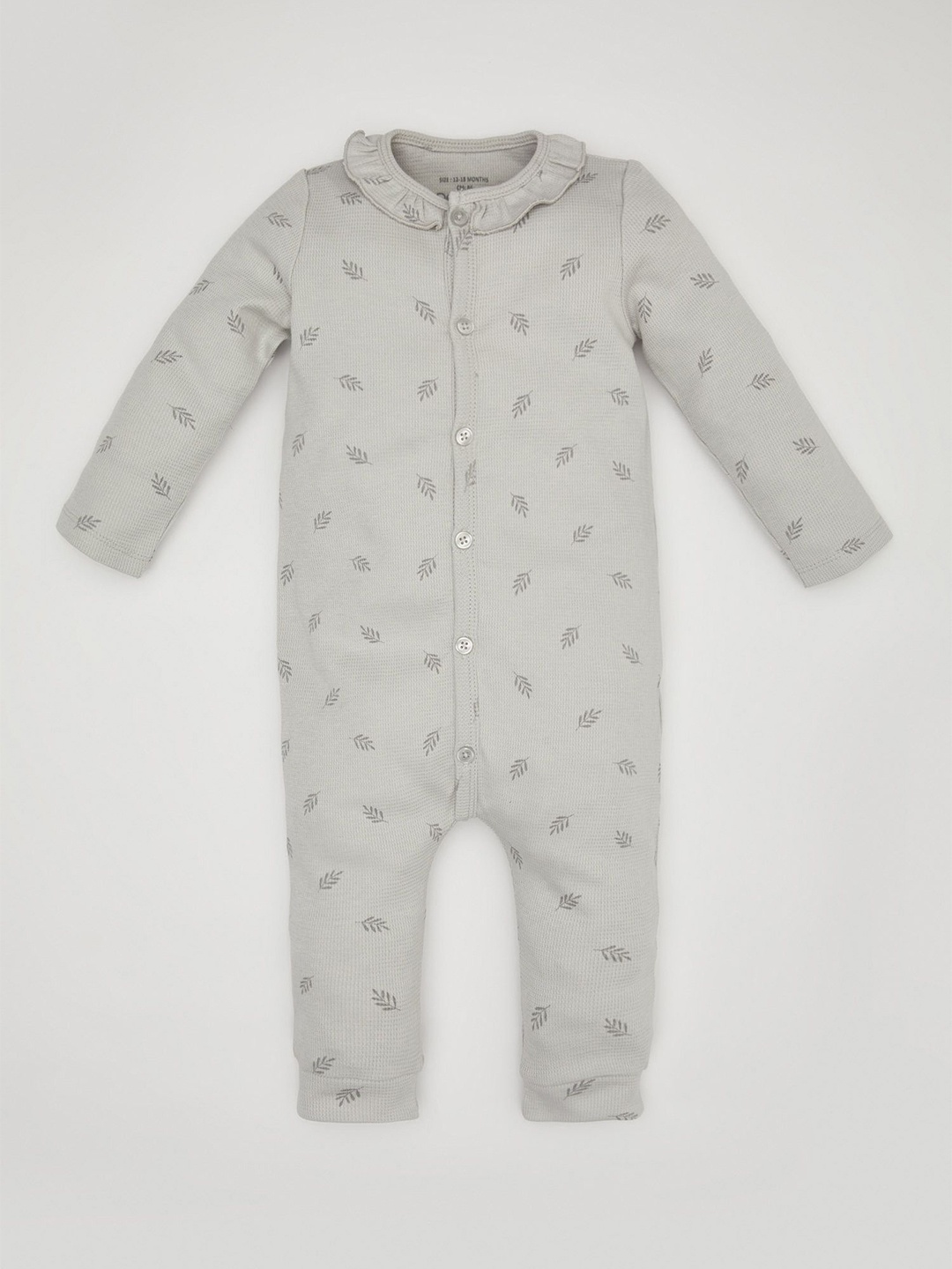 

DeFacto Girls Printed Pure Cotton Romper, Grey