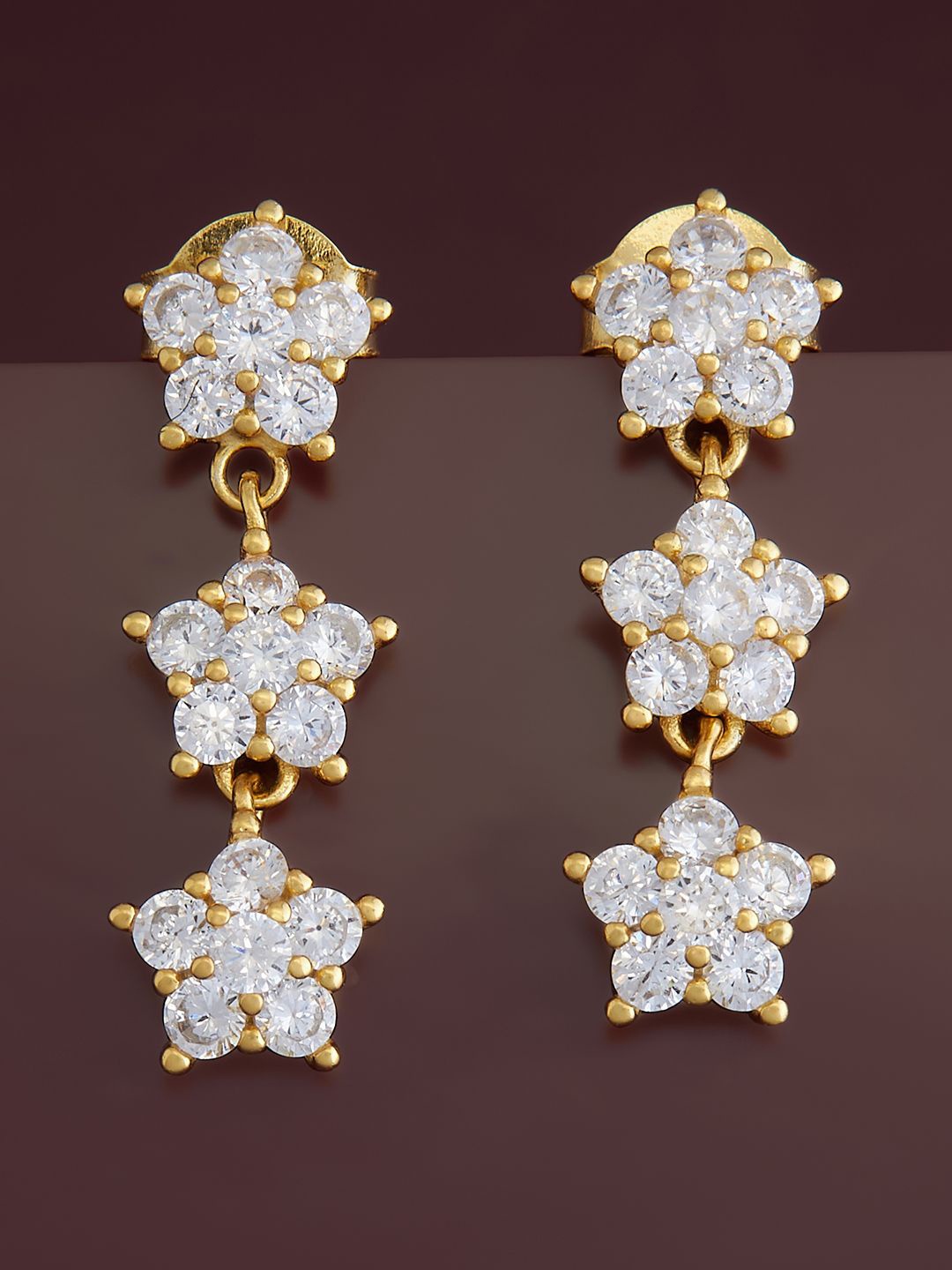 

Kushal's Fashion Jewellery Gold Plated 92.5 Pure Silver Cubic Zirconia Drop Earrings