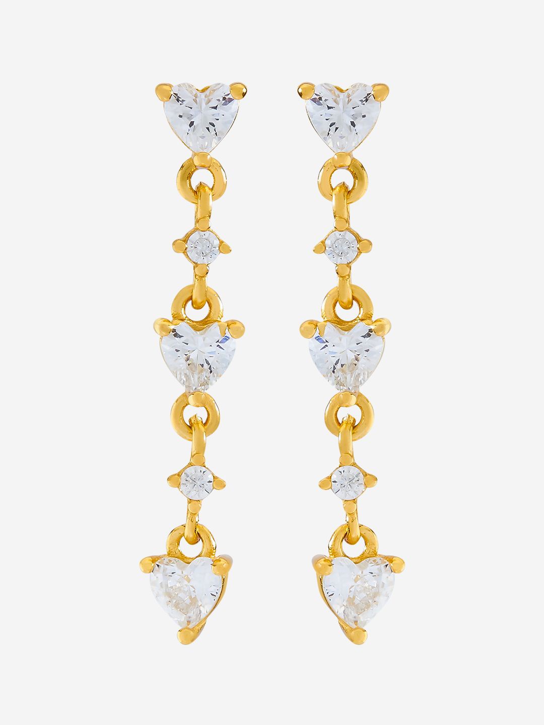 

Kushal's Fashion Jewellery 92.5 Pure Silver Gold-Plated CZ Heart Shaped Drop Earrings, White