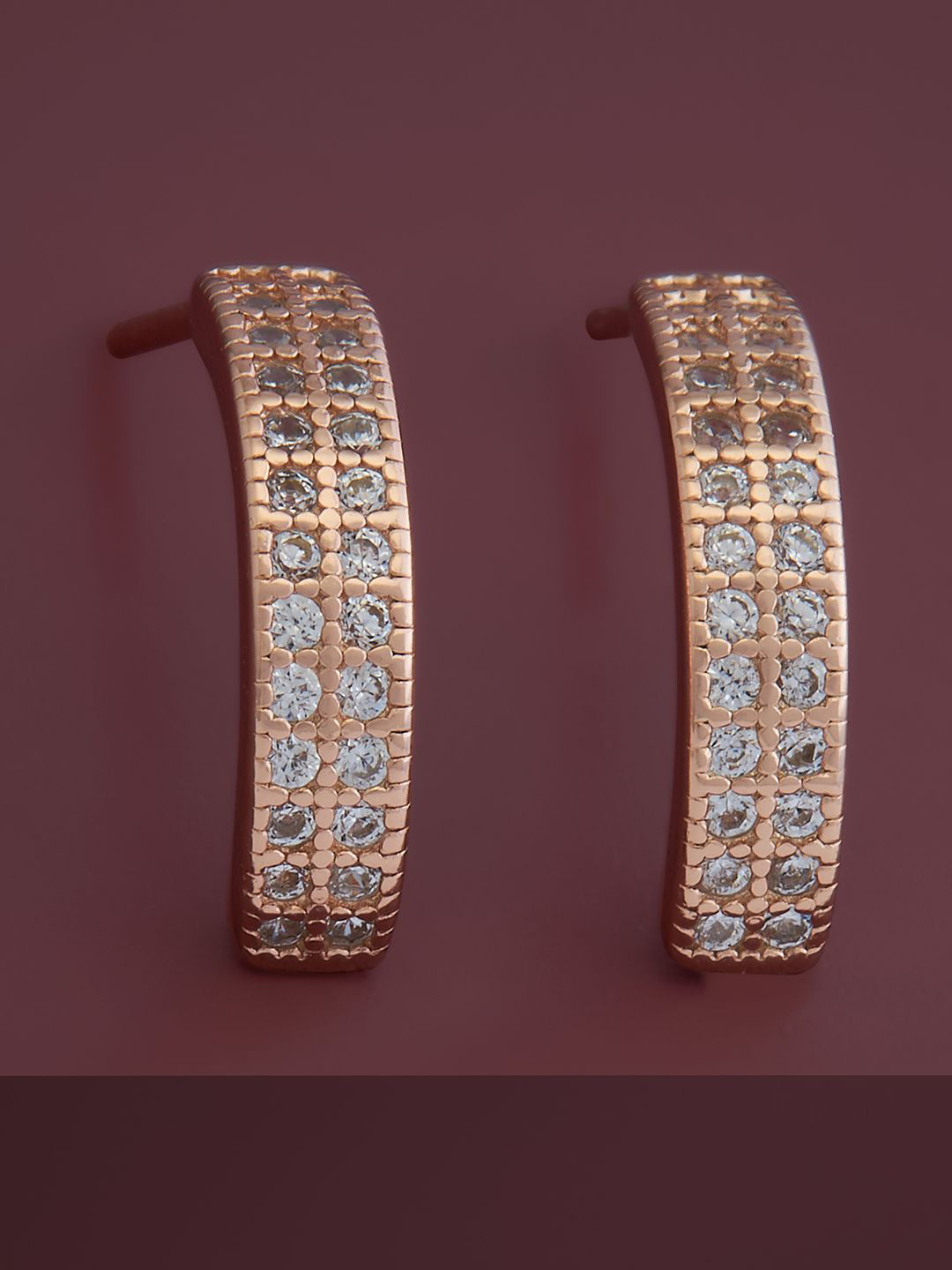 

Kushal's Fashion Jewellery Sterling Silver Cubic Zirconia Rose Gold-Plated Earrings, White