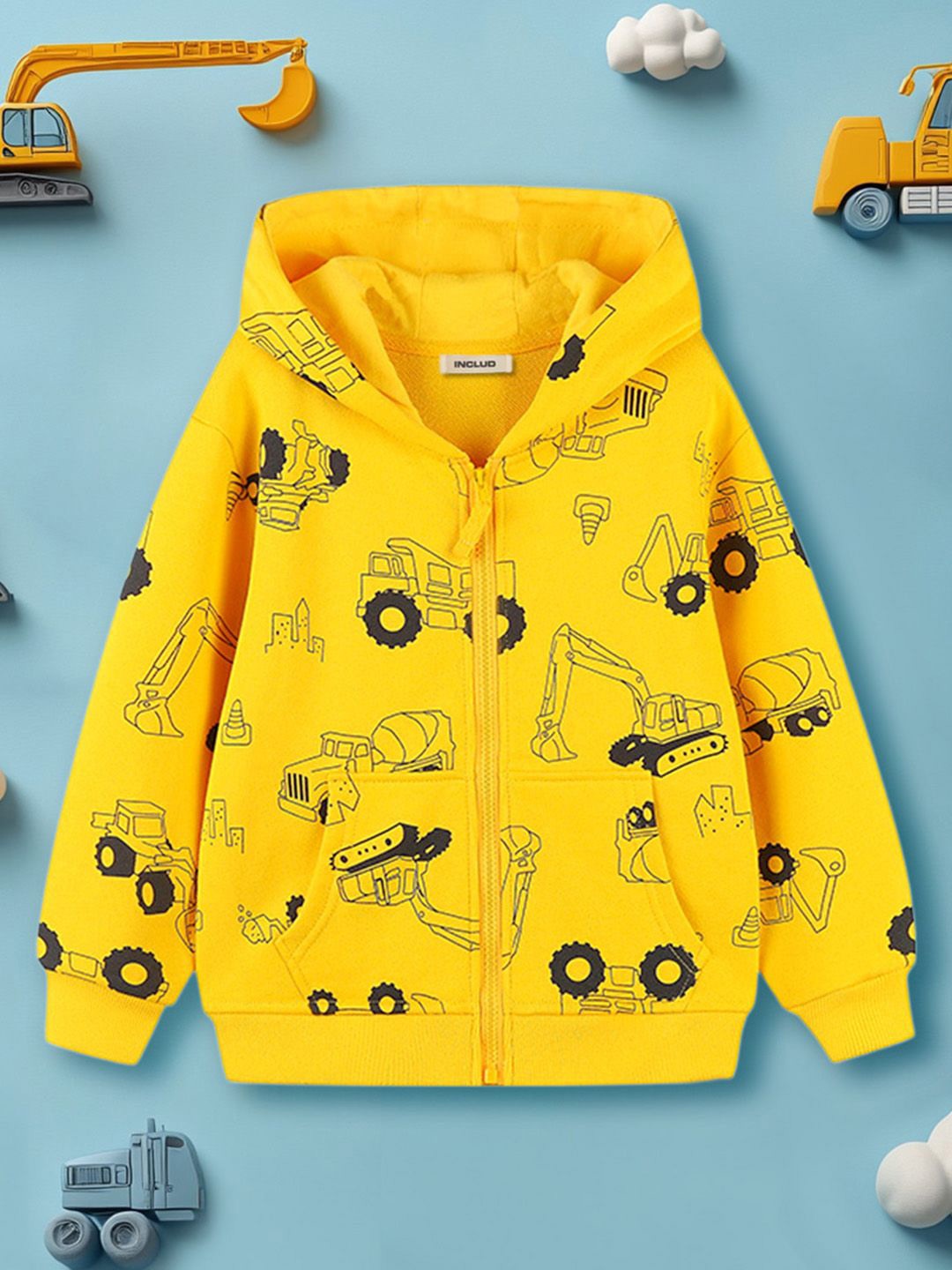 

INCLUD Boys Graphic Printed Hooded Sweatshirt, Yellow