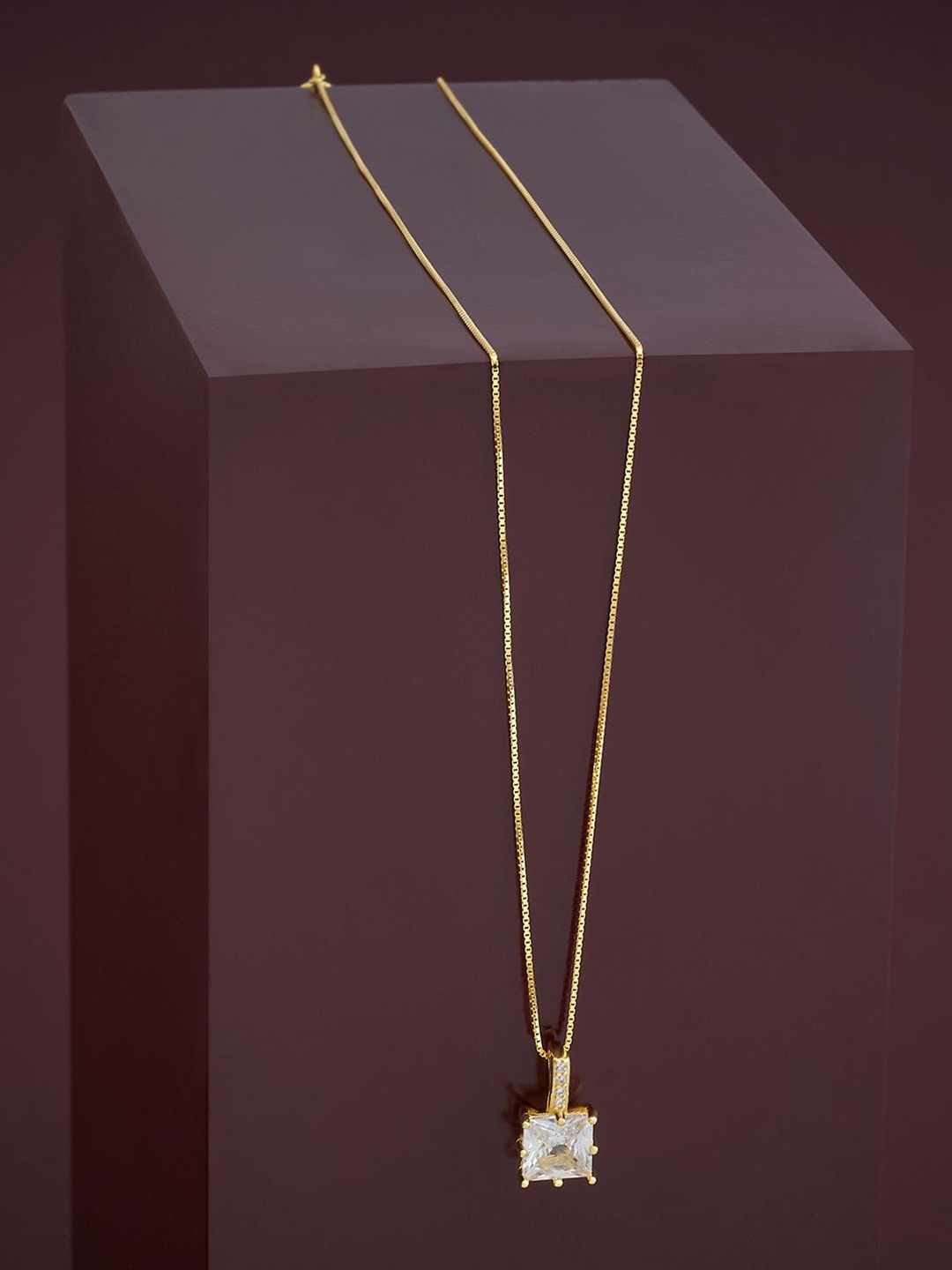 

Kushal's Fashion Jewellery 92.5 Pure Silver Gold-Plated Cubic Zirconia Chain