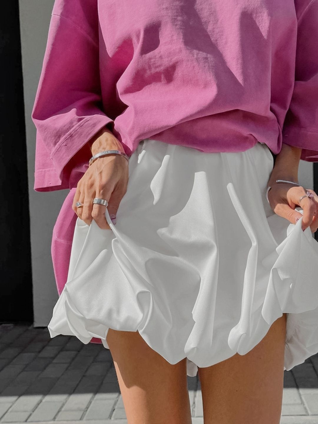 

KPOP Women A-Line Mini Slip-On Skirt, White