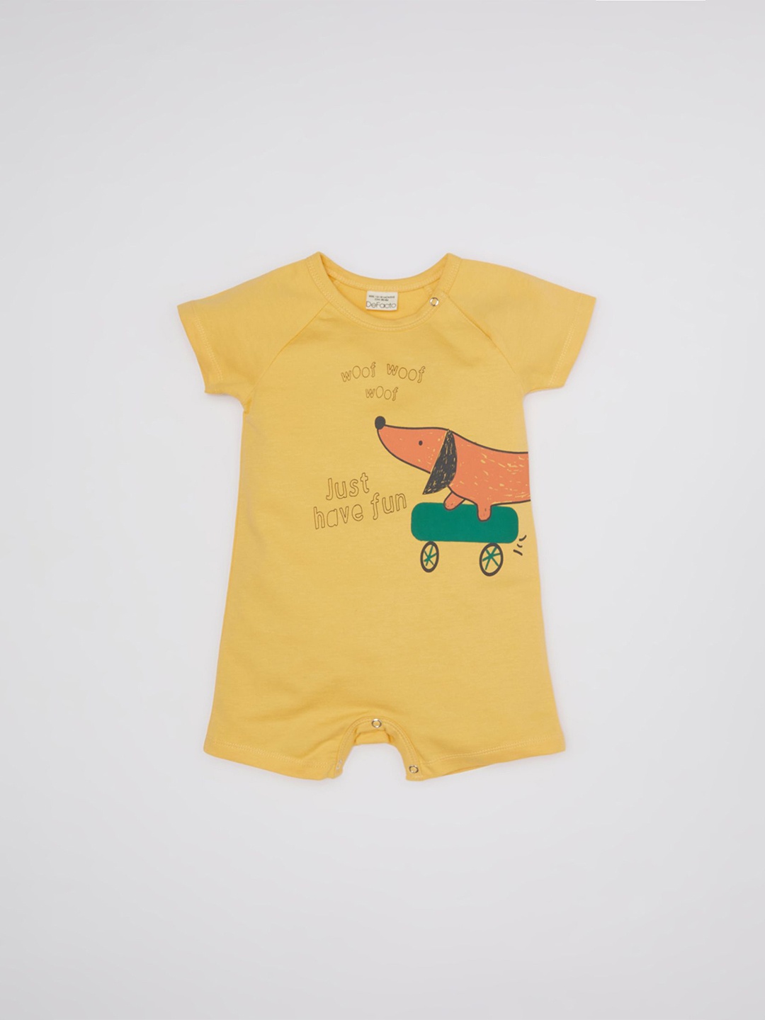 

DeFacto Kids Boys Printed Pure Cotton Romper, Yellow