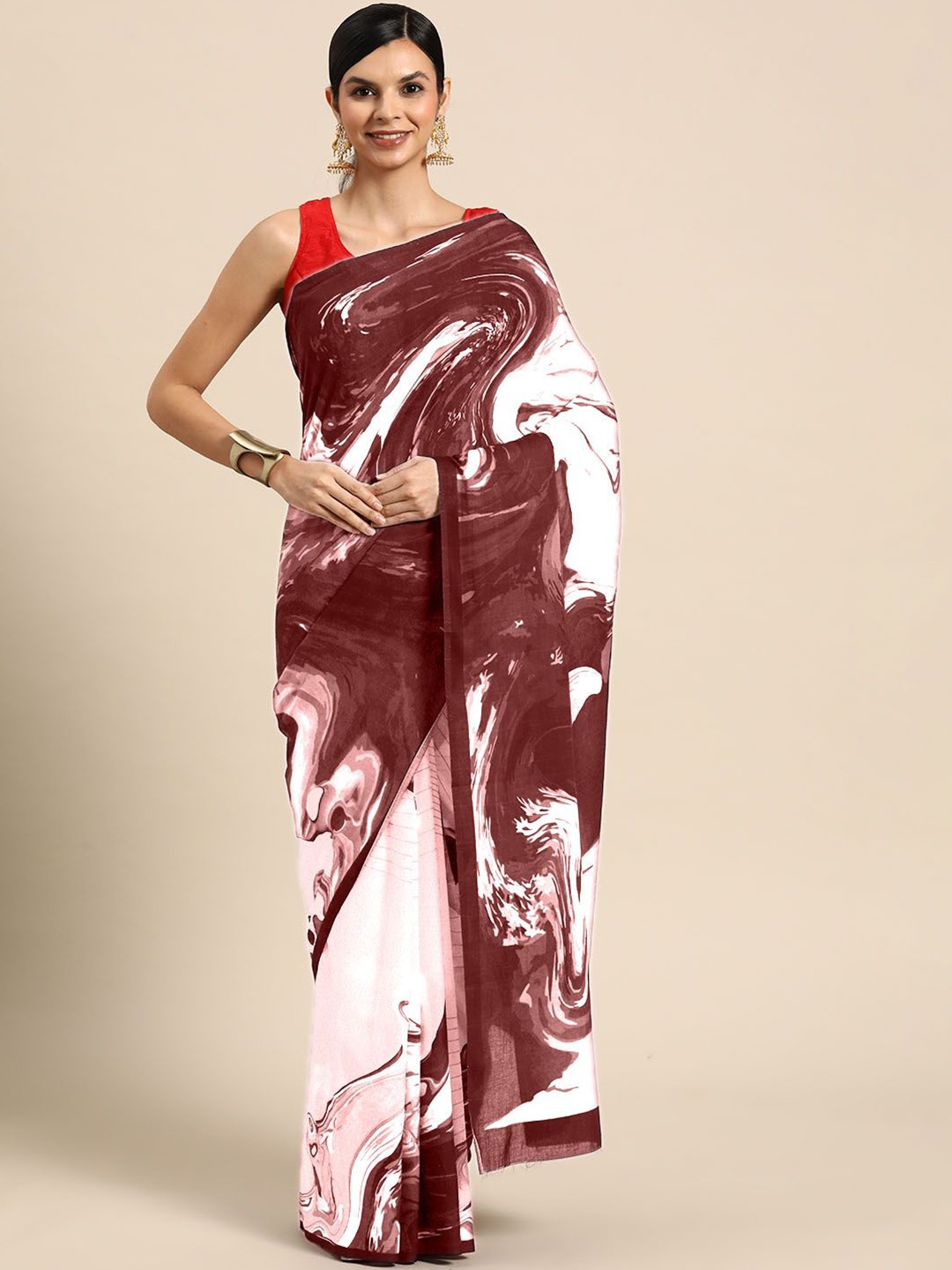 

BUTA BUTI Abstract Printed Pure Cotton Saree, Mauve