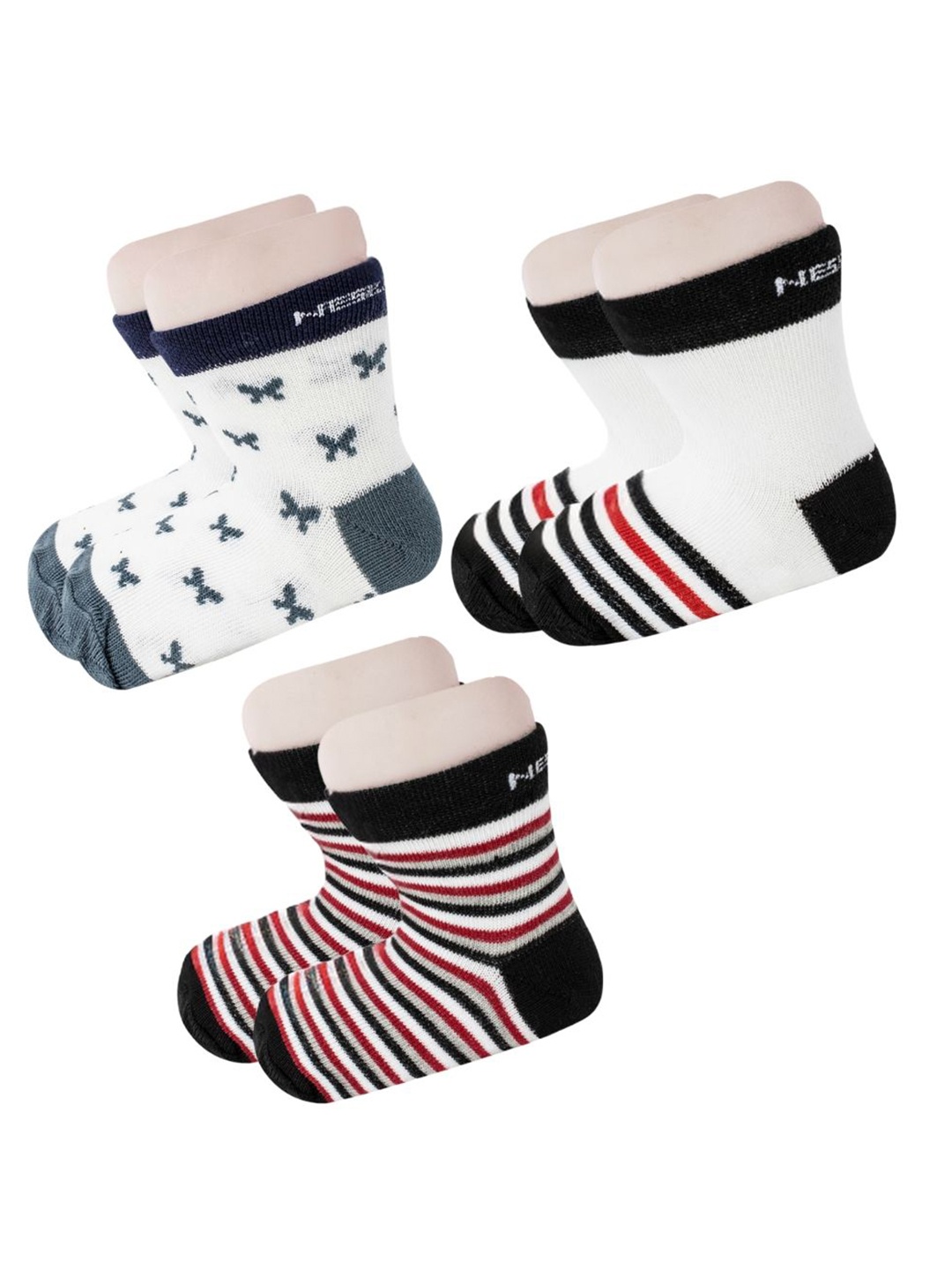 

BAESD Kids Pack Of 3 Paterned Ankle Length Socks, White