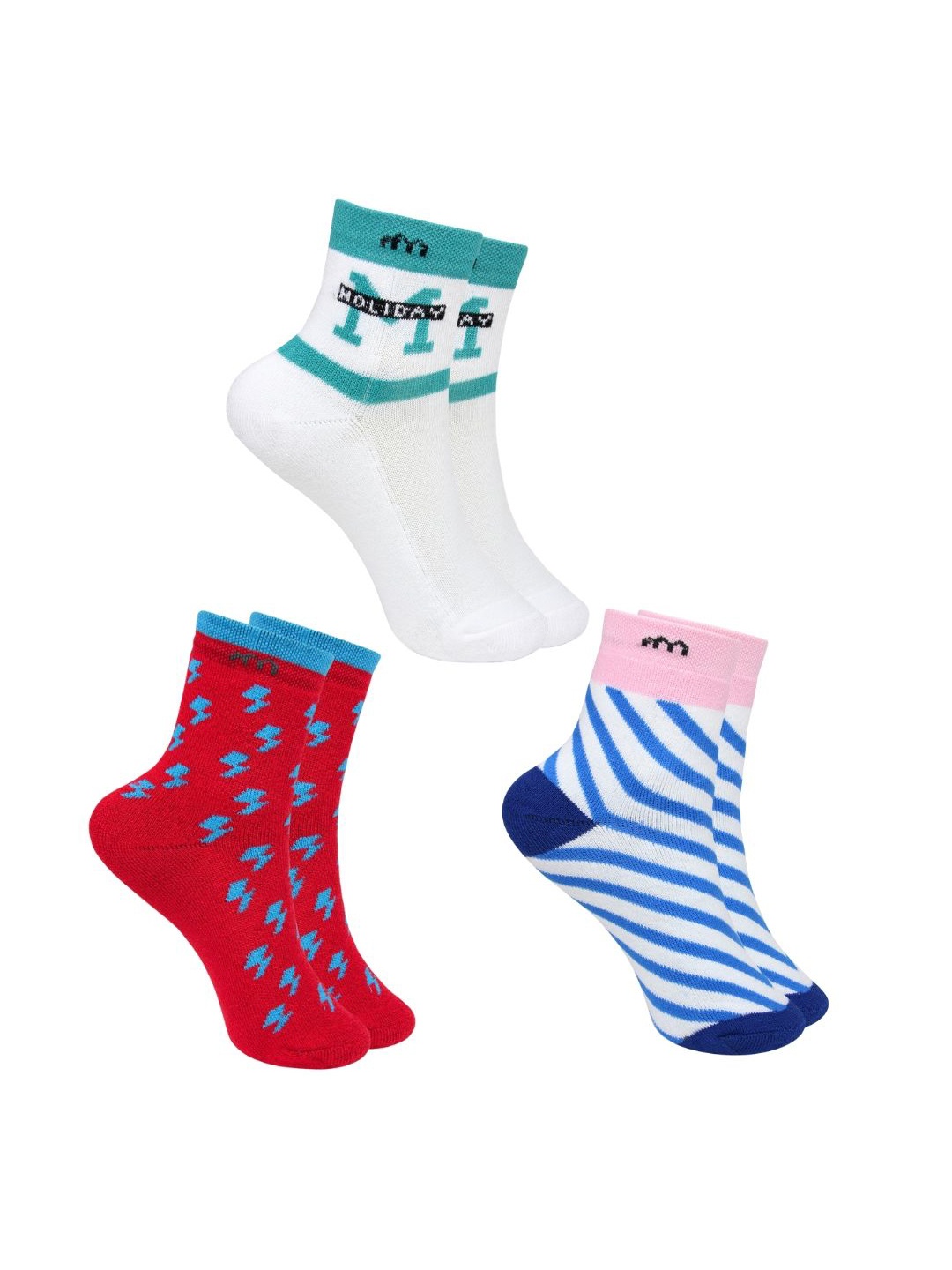 

BAESD Kids Pack Of 3 Patterned Ankle-Length Socks, Red