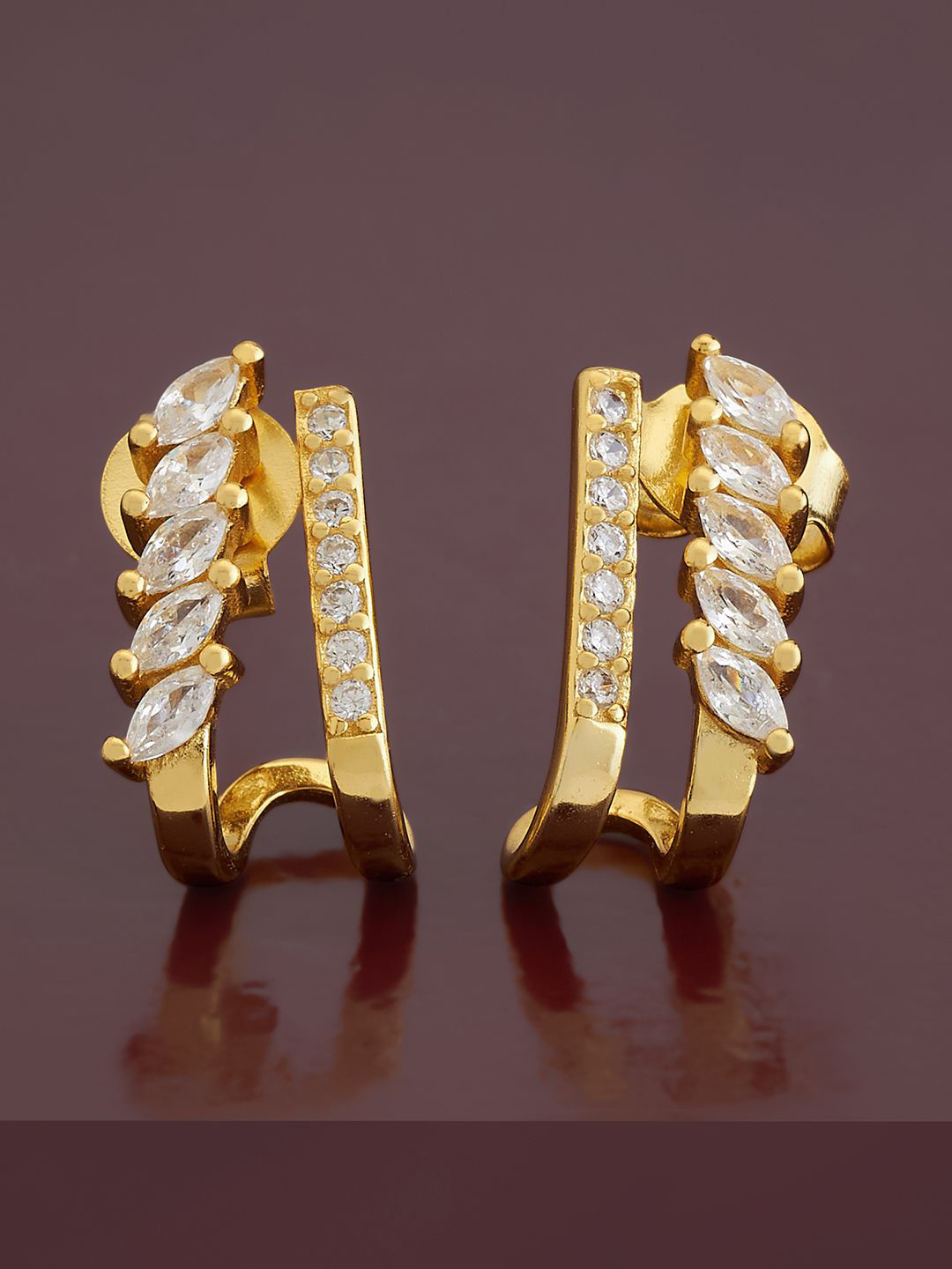 

Kushal's Fashion Jewellery 92.5 Pure Silver Classic Half Hoop Earrings, Gold