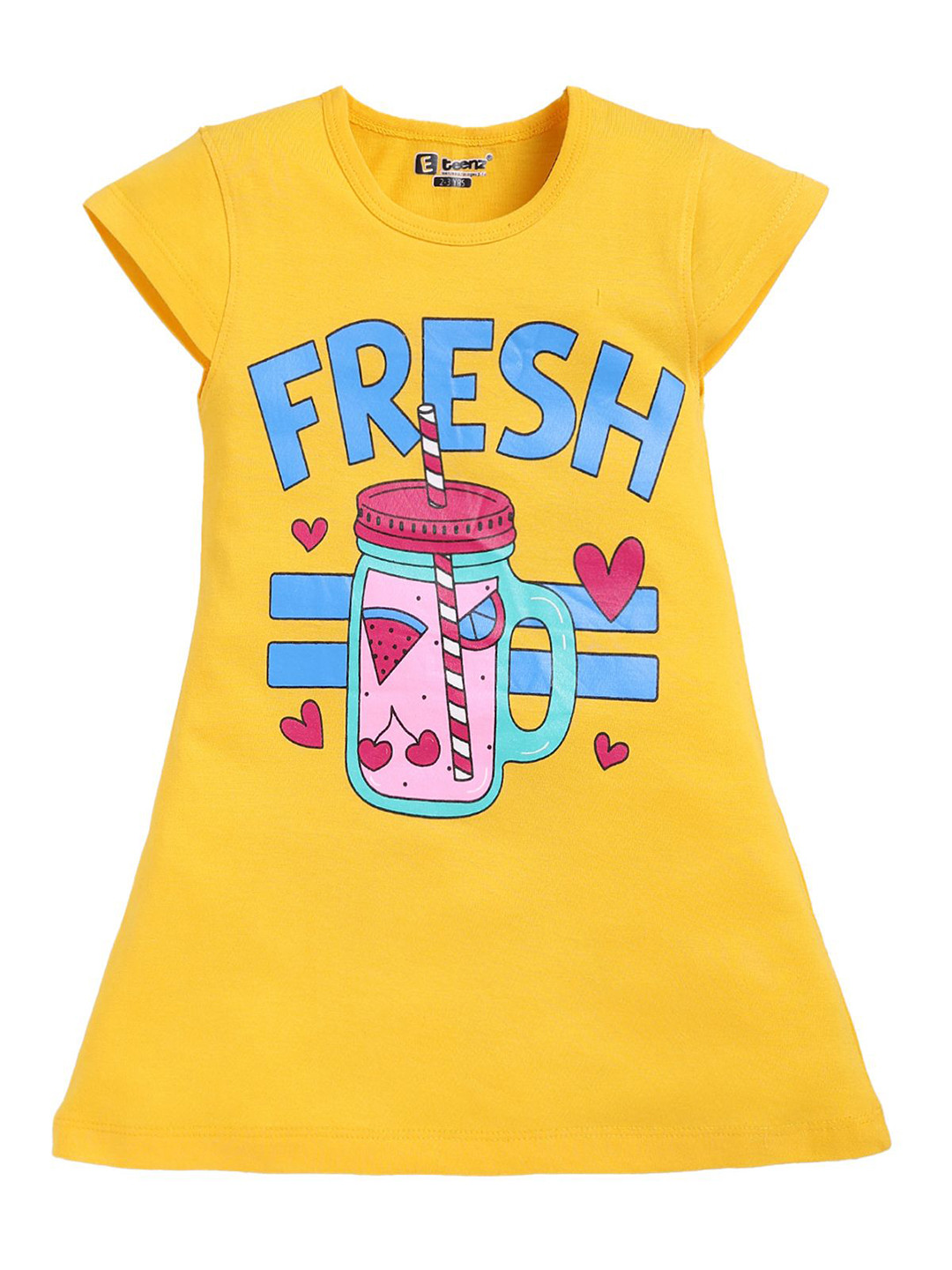 

E-TEENZ Typography Printed A-Line Mini Dress, Yellow