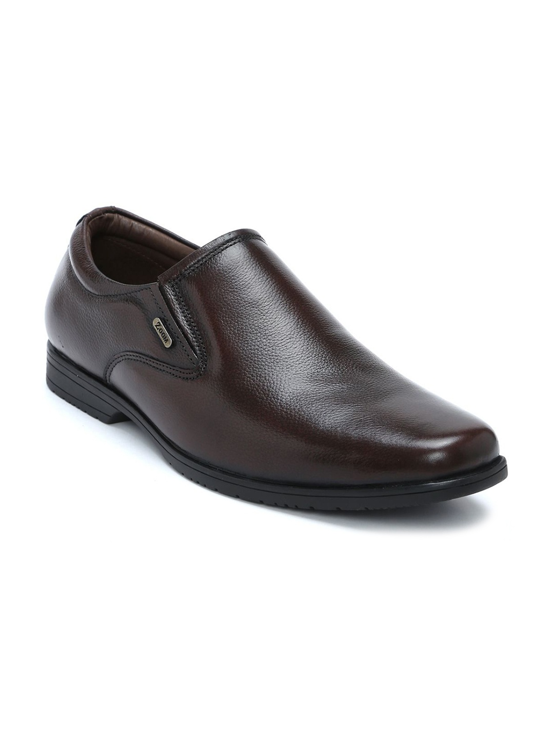 

Zoom Shoes Men Textured Leather Loafers, Brown