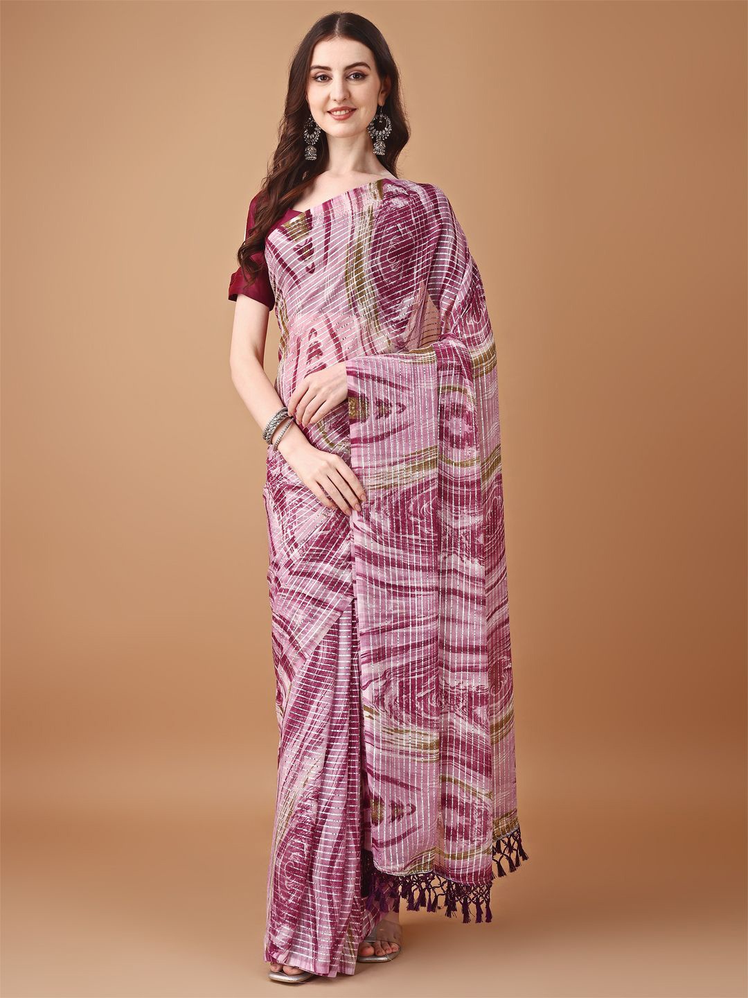

KALINI Abstract Printed Saree, Purple