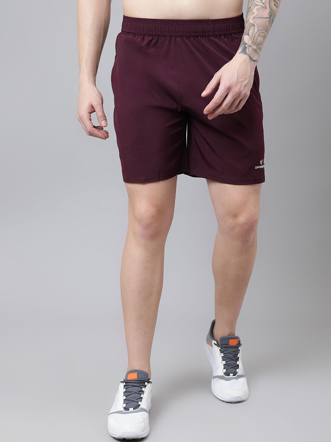 

Dpassion Men Quick Dry Running Shorts with side zipper pocket, Maroon