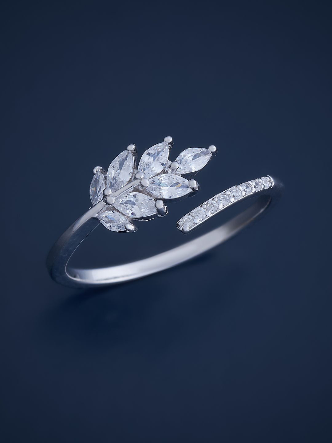 

Kushal's Fashion Jewellery 92.5 Pure Silver Rhodium-Plated Cubic Zirconia Finger Ring