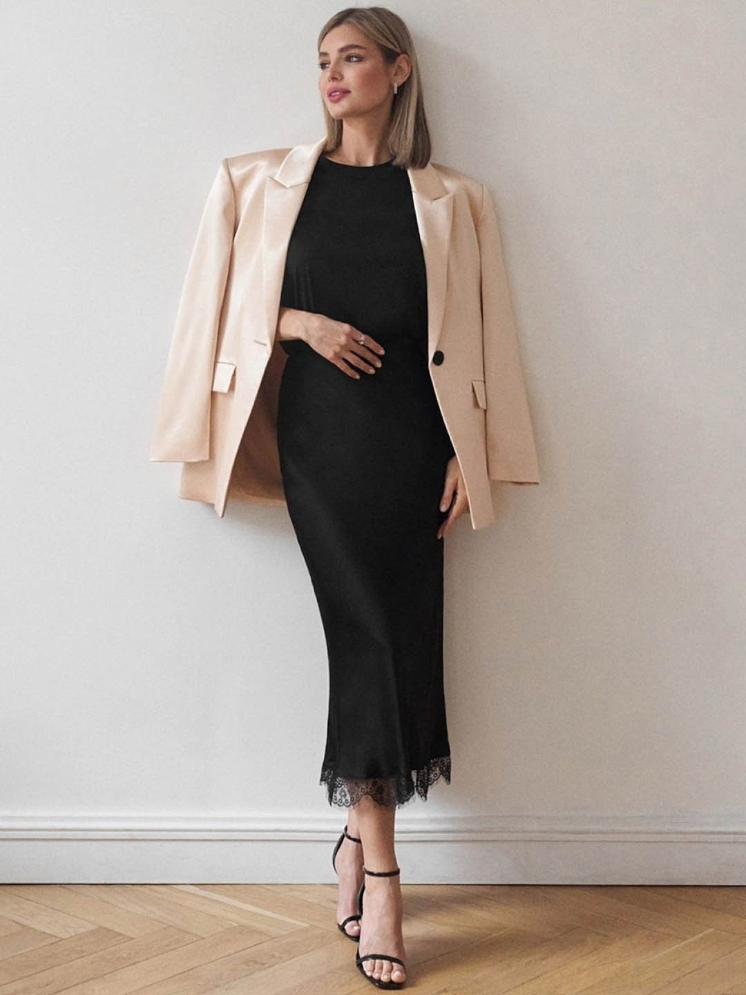 

KPOP Pencil Maxi Slip-On Skirt, Black