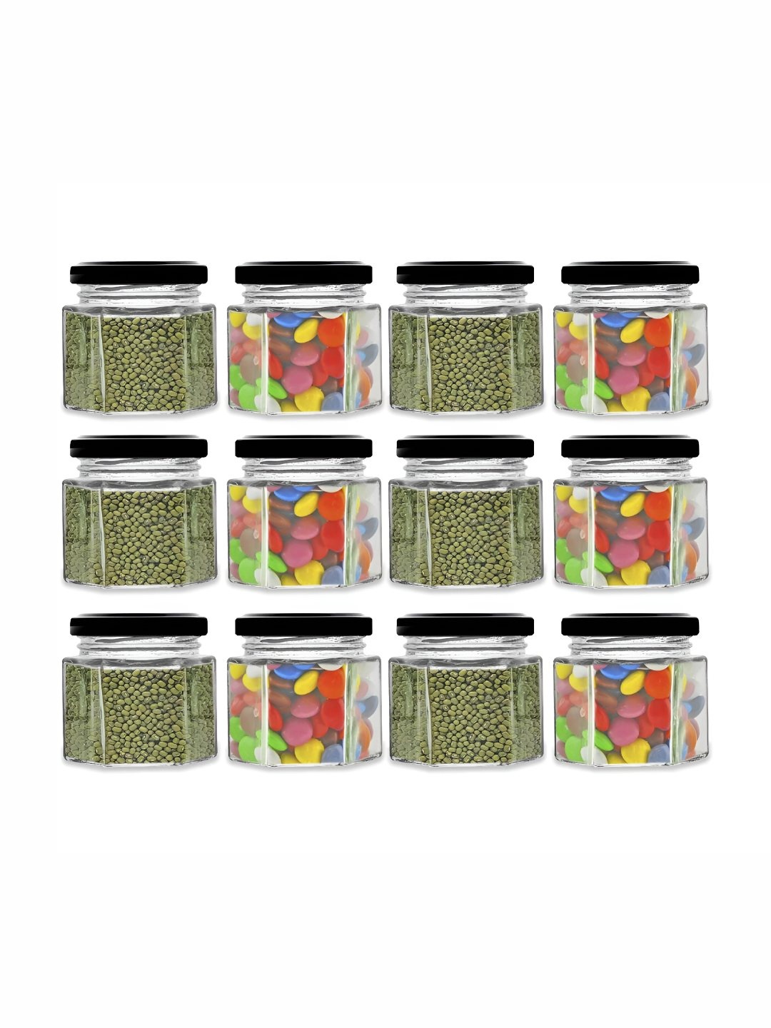 

CROCO JAR Piramal Transparent & Black 12 Pieces Glass Containers 100 ml