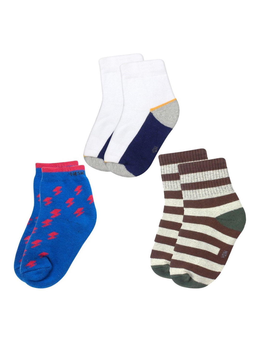 

BAESD Kids Pack Of 3 Patterned Ankle Length Socks, White