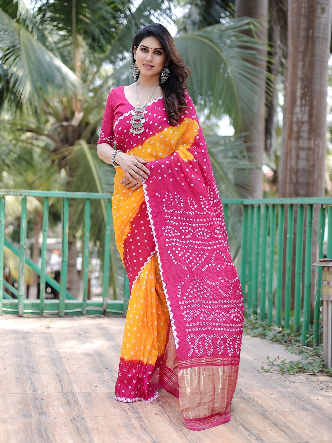 

Anaita Bandhani Zari Pure Silk Bandhani Saree, Yellow
