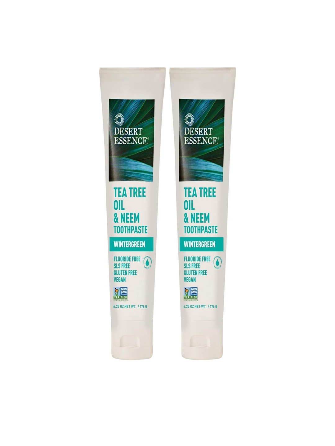 

Desert essence Set Of 2 Wintergreen Tea Tree Oil & Neem Toothpaste- 176g Each, White