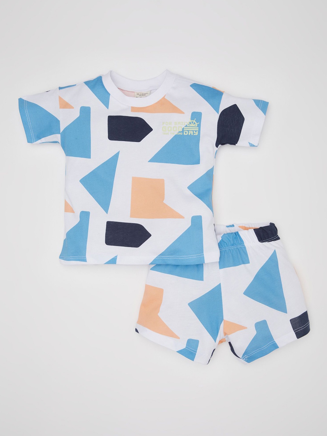 

DeFacto Boys Printed Pure Cotton T-shirt with Shorts, Blue