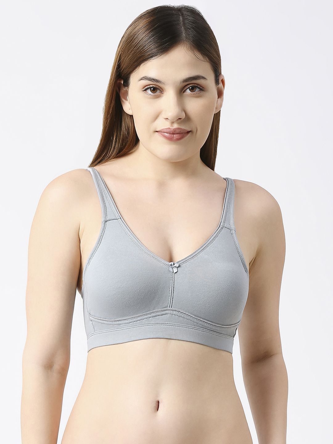 

Juliet Full Coverage Cotton Solid Bra, Grey