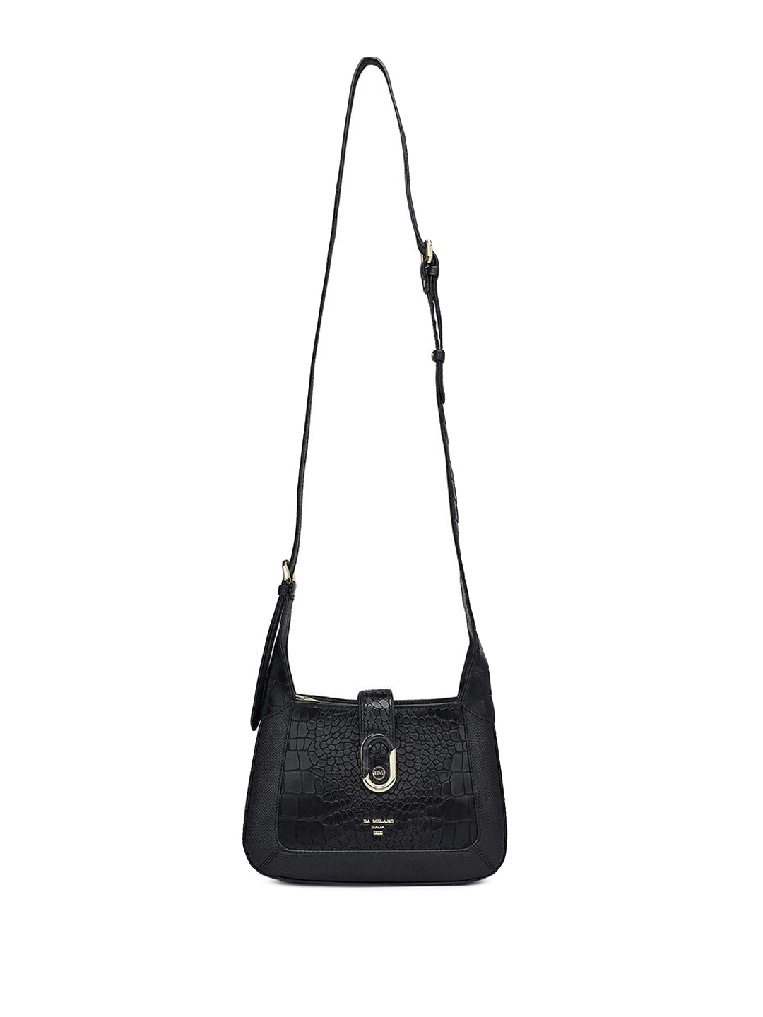 

Da Milano Textured Leather Sling Bag, Black