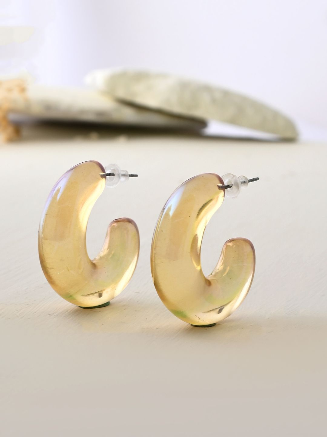 

Voylla Quirky Half Hoop Earrings, Yellow