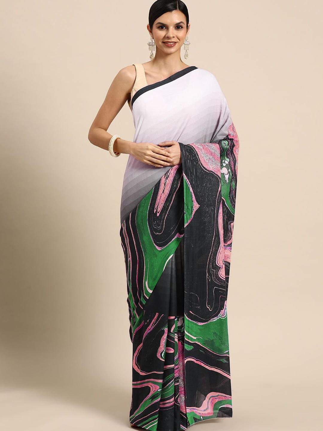 

BUTA BUTI Pure Cotton Printed Saree, Green