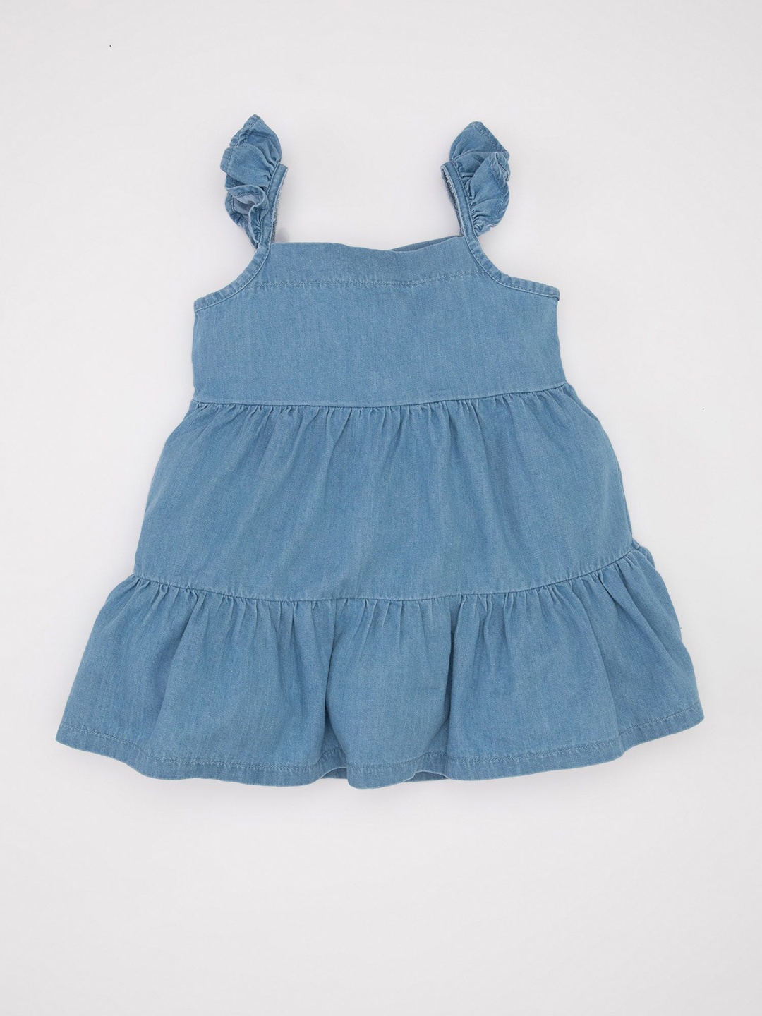 

DeFacto Girls Cotton Shoulder Straps A-Line Dress, Blue