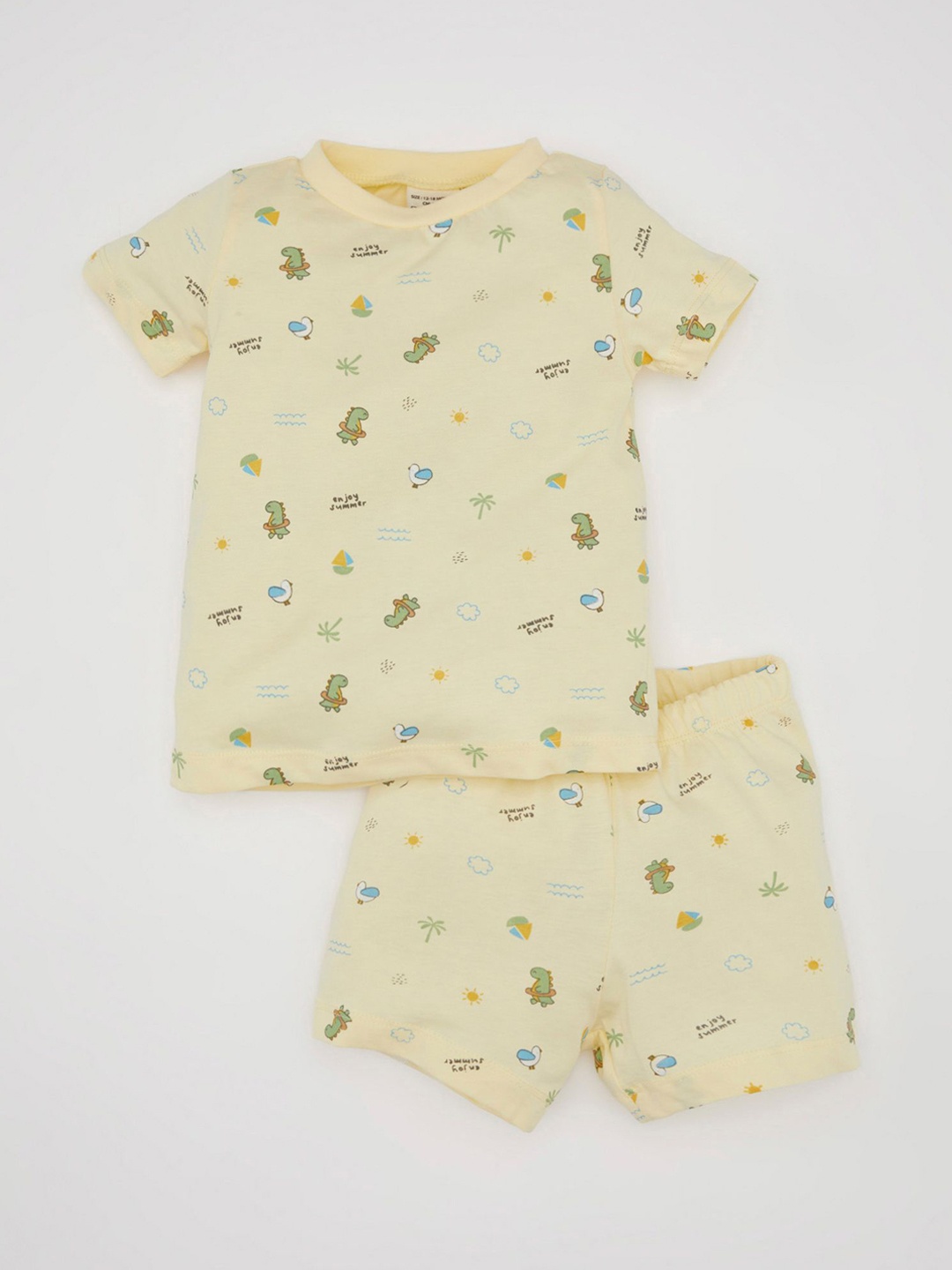 

DeFacto Boys Conversational Printed Pure Cotton Night Suit, Yellow