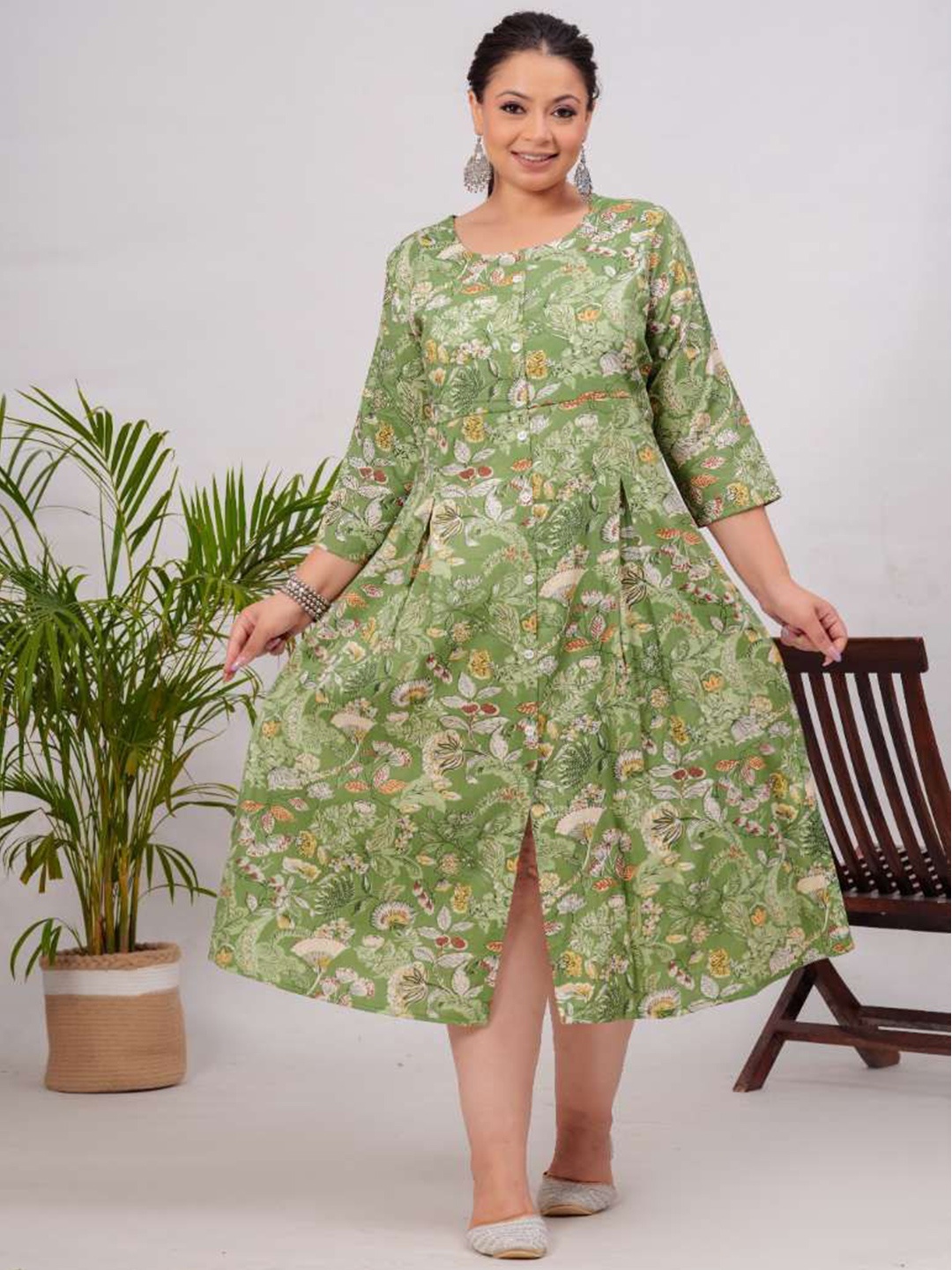 

HEARTLOOM Printed Ethnic Dresses, Green