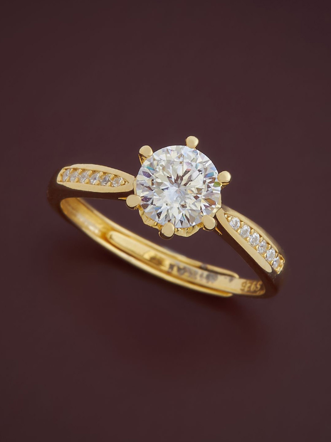 

Kushal's Fashion Jewellery Sterling Silver Gold-Plated Cubic Zirconia Finger Ring