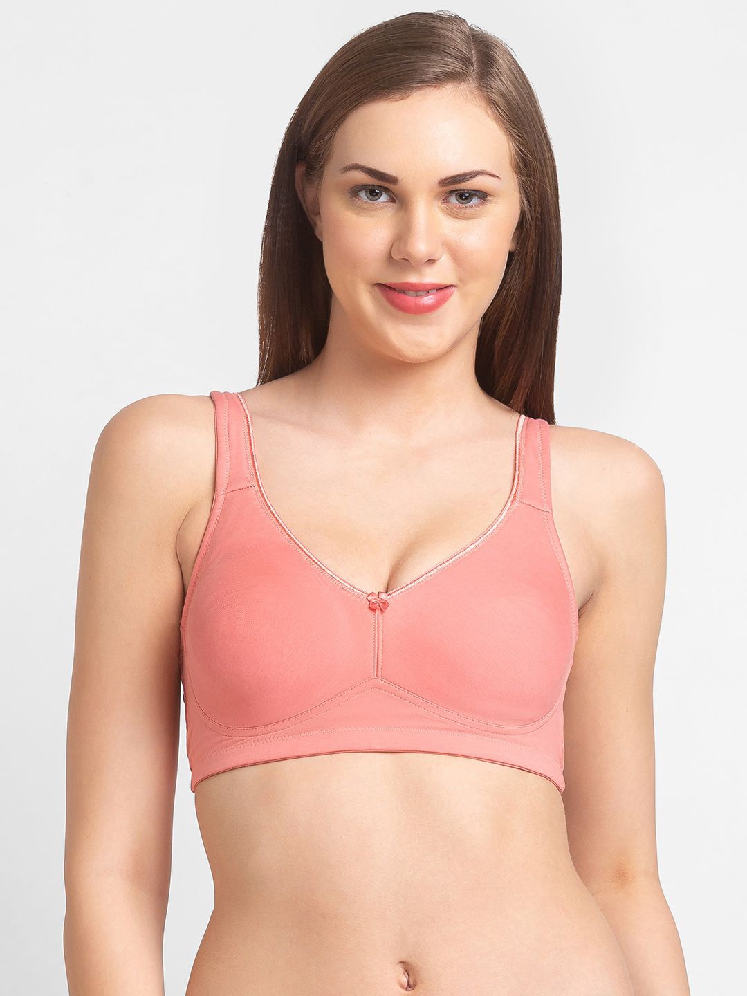

Juliet Full Coverage Solid Cotton Bra, Peach